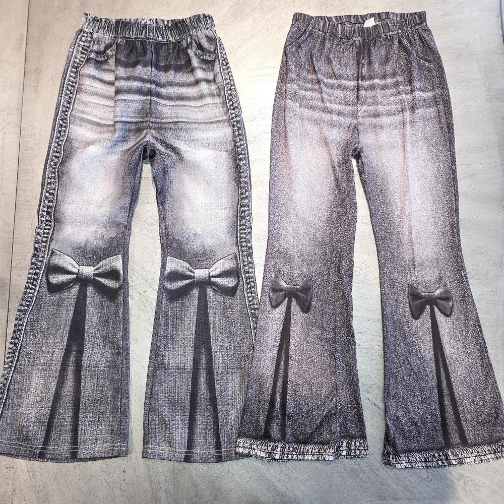 Stylish Kids' Gray Bow-Accent Bottoms bundle of 3